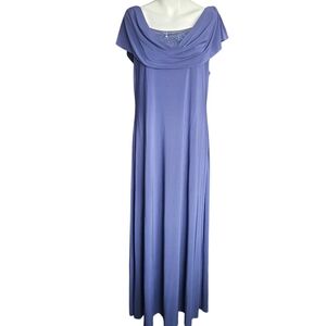 Patra Women's Double Drape Navy Beaded Sleeveless Gown Sz 16 Wedding Mother
